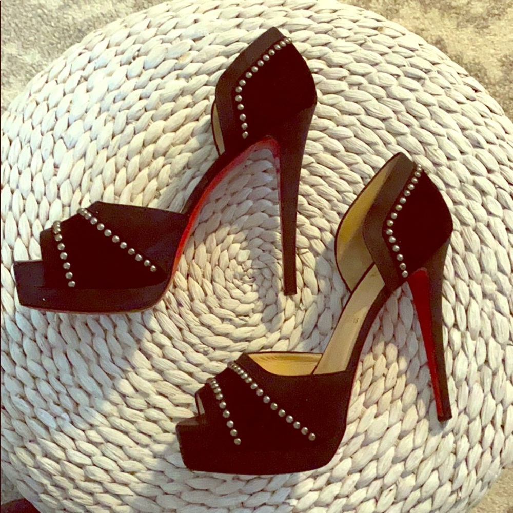 Christian Louboutin Blk Suede Studded Pumps